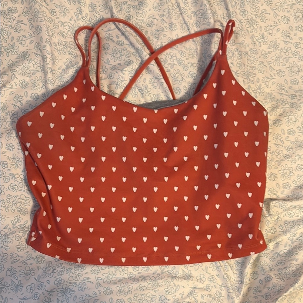 Red Heart Print Women's Top